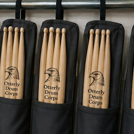 Customized drumsticks for drum corps and percussion ensembles